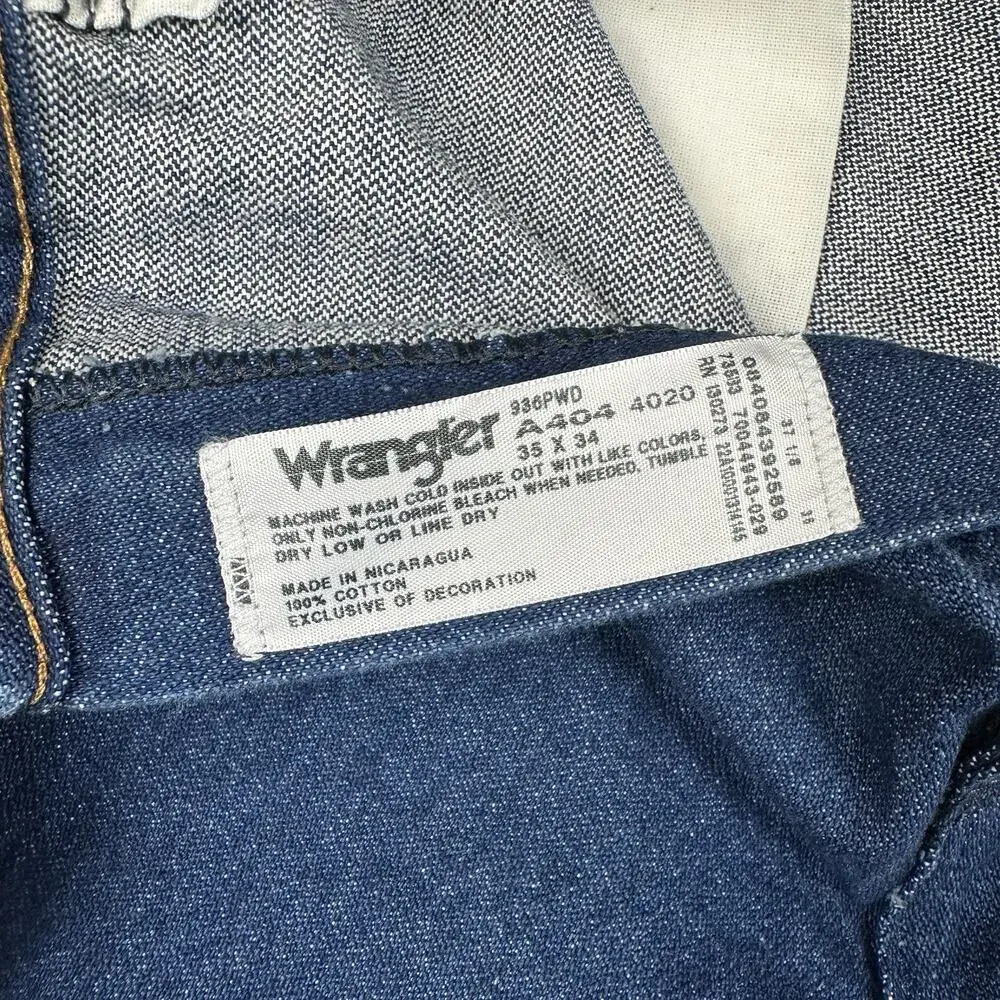 Wrangler Cowboy Cut Jeans Mens 35x30 Blue Dark Wash Slim Straight Denim 936PWD